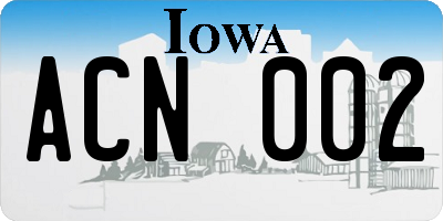 IA license plate ACN002