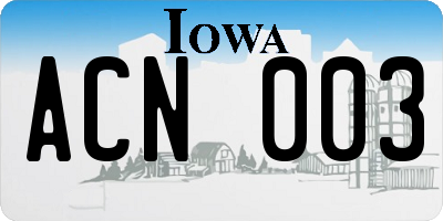 IA license plate ACN003