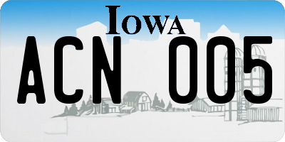 IA license plate ACN005