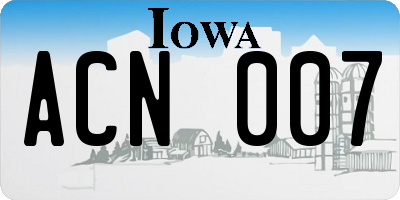 IA license plate ACN007