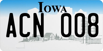 IA license plate ACN008