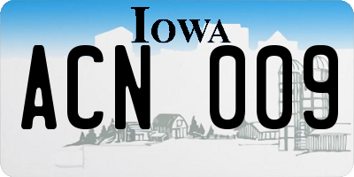 IA license plate ACN009