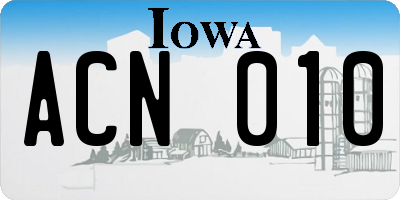 IA license plate ACN010