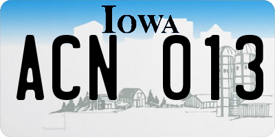 IA license plate ACN013