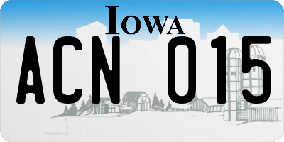 IA license plate ACN015