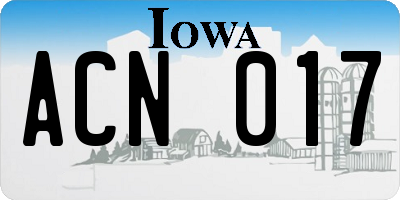 IA license plate ACN017
