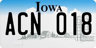 IA license plate ACN018