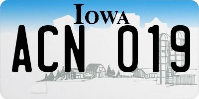 IA license plate ACN019