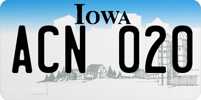 IA license plate ACN020