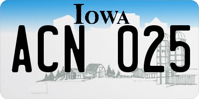 IA license plate ACN025