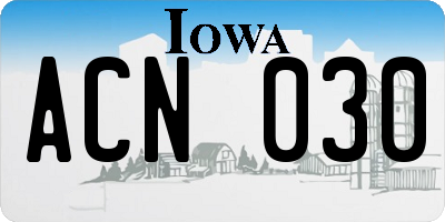 IA license plate ACN030