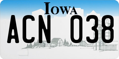 IA license plate ACN038
