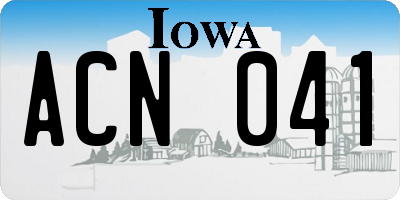 IA license plate ACN041