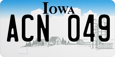 IA license plate ACN049