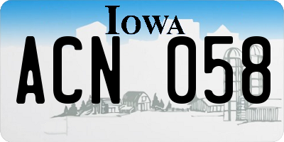 IA license plate ACN058