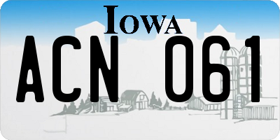 IA license plate ACN061