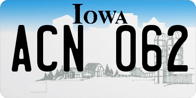 IA license plate ACN062