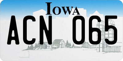 IA license plate ACN065