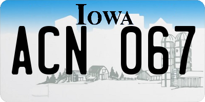 IA license plate ACN067