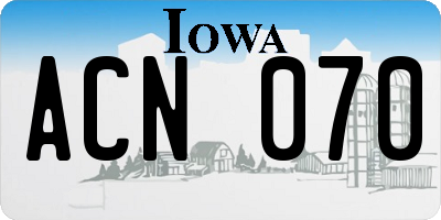 IA license plate ACN070