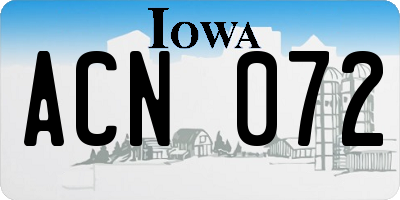 IA license plate ACN072