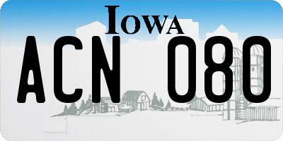 IA license plate ACN080