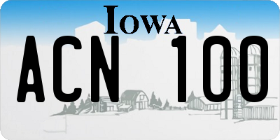 IA license plate ACN100