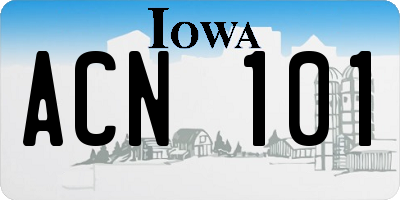 IA license plate ACN101