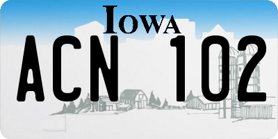 IA license plate ACN102