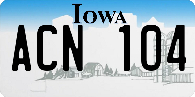 IA license plate ACN104
