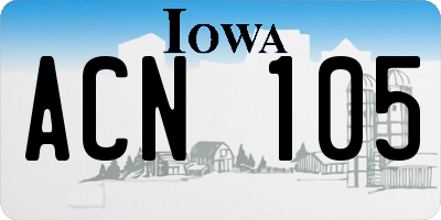 IA license plate ACN105