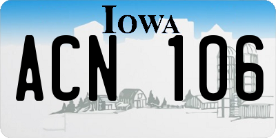 IA license plate ACN106