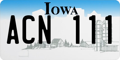 IA license plate ACN111