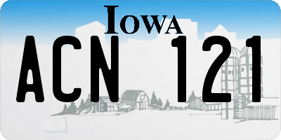 IA license plate ACN121
