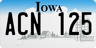 IA license plate ACN125