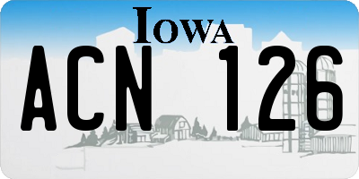 IA license plate ACN126