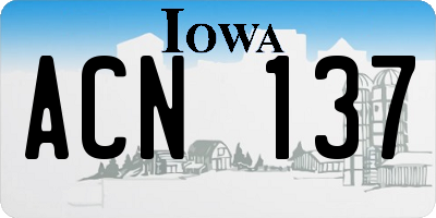IA license plate ACN137