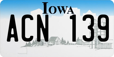 IA license plate ACN139