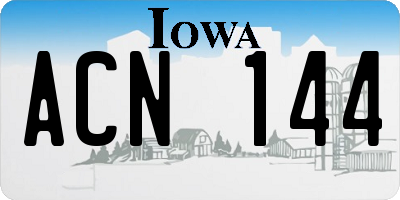 IA license plate ACN144