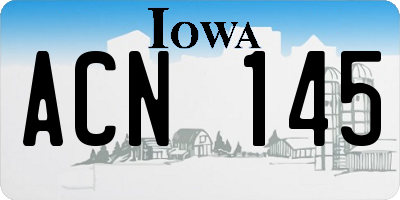 IA license plate ACN145