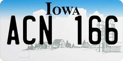 IA license plate ACN166
