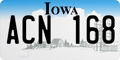 IA license plate ACN168