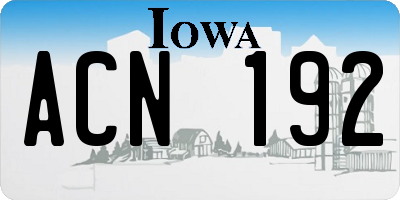 IA license plate ACN192