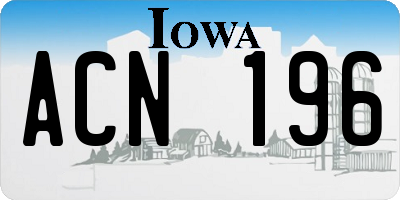 IA license plate ACN196