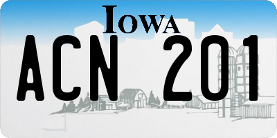 IA license plate ACN201