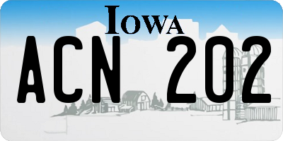 IA license plate ACN202