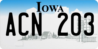 IA license plate ACN203