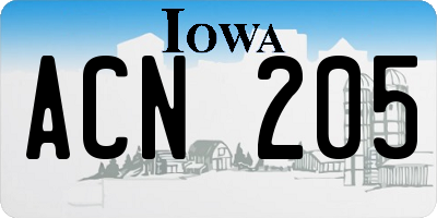 IA license plate ACN205
