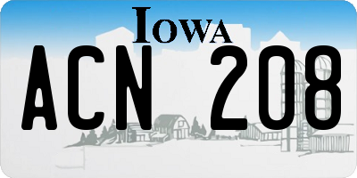 IA license plate ACN208