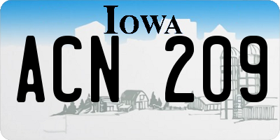 IA license plate ACN209